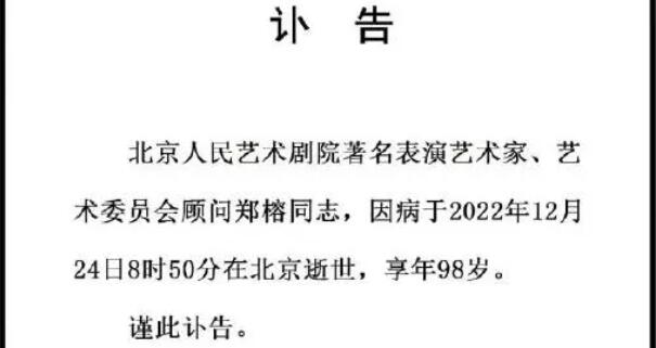 西游記太上老君扮演者鄭榕去世